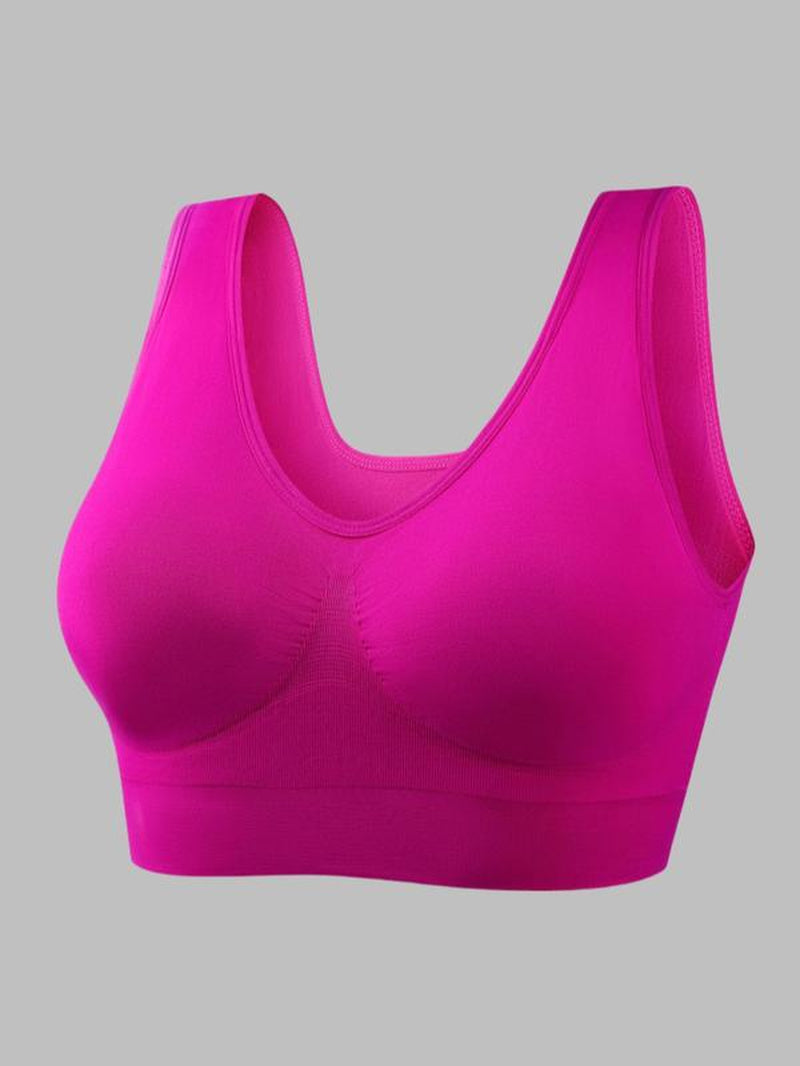 Women'S Solid Wireless Sports Bra, Breathable Comfortable Backless Bra, Ladies Lingerie for Indoor Outdoor Wear