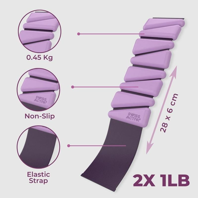 Swiss Activa+ 1Lb Wrist and Ankle Weights Set of 2, Leg Weights for Women, Adjustable Ankle Weights, Weighted Wristbands, Ankle Weights for Women