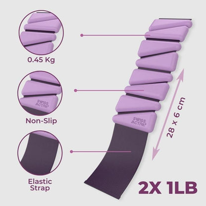 Swiss Activa+ 1Lb Wrist and Ankle Weights Set of 2, Leg Weights for Women, Adjustable Ankle Weights, Weighted Wristbands, Ankle Weights for Women