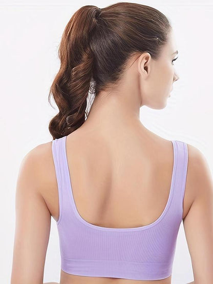 Women'S Solid Wireless Sports Bra, Breathable Comfortable Backless Bra, Ladies Lingerie for Indoor Outdoor Wear
