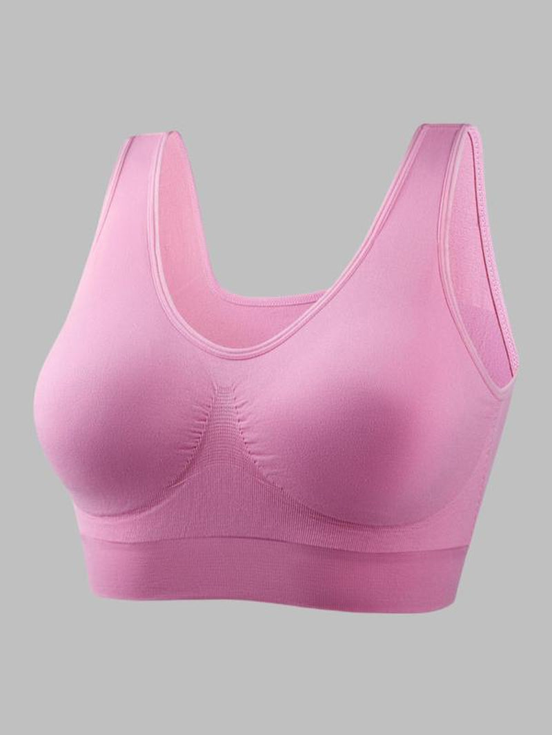 Women'S Solid Wireless Sports Bra, Breathable Comfortable Backless Bra, Ladies Lingerie for Indoor Outdoor Wear
