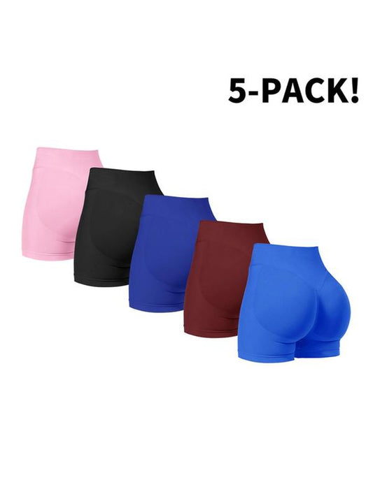 Women'S Solid Ruched Design High Waist Sports Shorts, High Stretch Breathable Comfortable Seamless Butt Lifting Skinny Shorts for Yoga Gym Workout Running, Ladies Sportswear for Summer